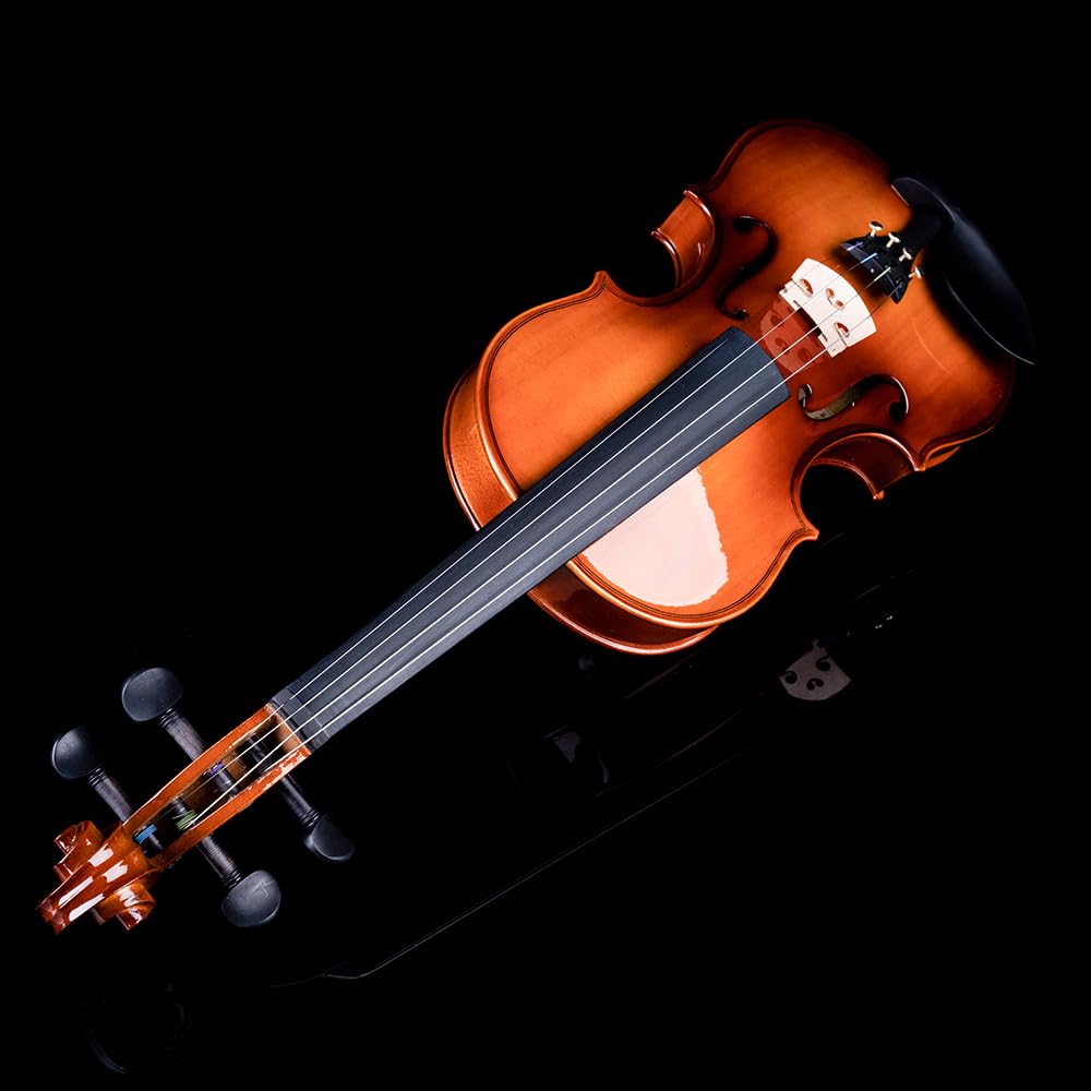 Rhythm 1/2 Violine Set halbe Größe für Anfänger mit Hartschalenkoffer, Kolophonium, Schulterstütze, Bogen und extra Saiten