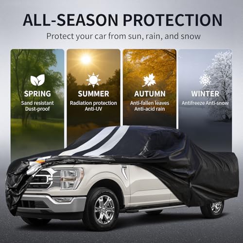 Image of Ford F150 Truck Cover Custom Fit 2008-2026 SuperCrew Cab Short Bed(5.5'-6.5') with Door Zipper, 12 Layer Pickup Truck Cover Waterproof All Weather, Car Tarp for Wind Dust Sun etc Protection.