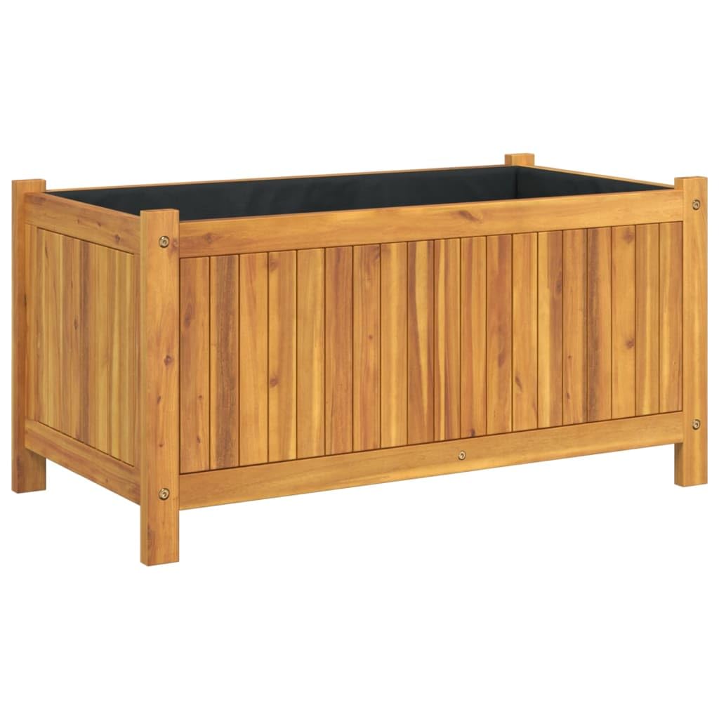 vidaXL Jardinière avec Doublure, Lit Surélevé, Bac à Fleurs, Pot de Plantes, Boîte à Fleurs Jardin Patio Terrasse, 80x42x40 cm Bois Massif d'Acacia