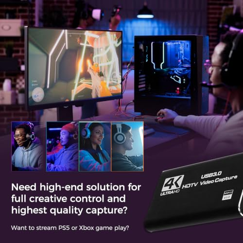 Image of 4K HDMI Capture Card for Streaming & Gaming, USB 3.0 Audio Video Capture Device 1080P 60FPS, Low Latency, HDMI Loop Out, Capture Card for PS5, Xbox, Nintendo Switch, PC, Mac, OBS - MSP231