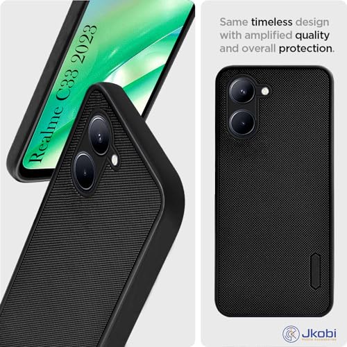 Image of Jkobi Back Cover Case for Realme C33 (Textured Grip Design | Camera Protection | Slim and Light Weight | Soft Touch and Feel | Black)