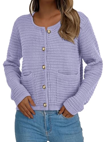 PRETTYGARDEN Women Knit Cardigan Sweaters Fall Fashion Long Sleeve Open Front Button Down Trendy Casual Jacket Winter Clothes
