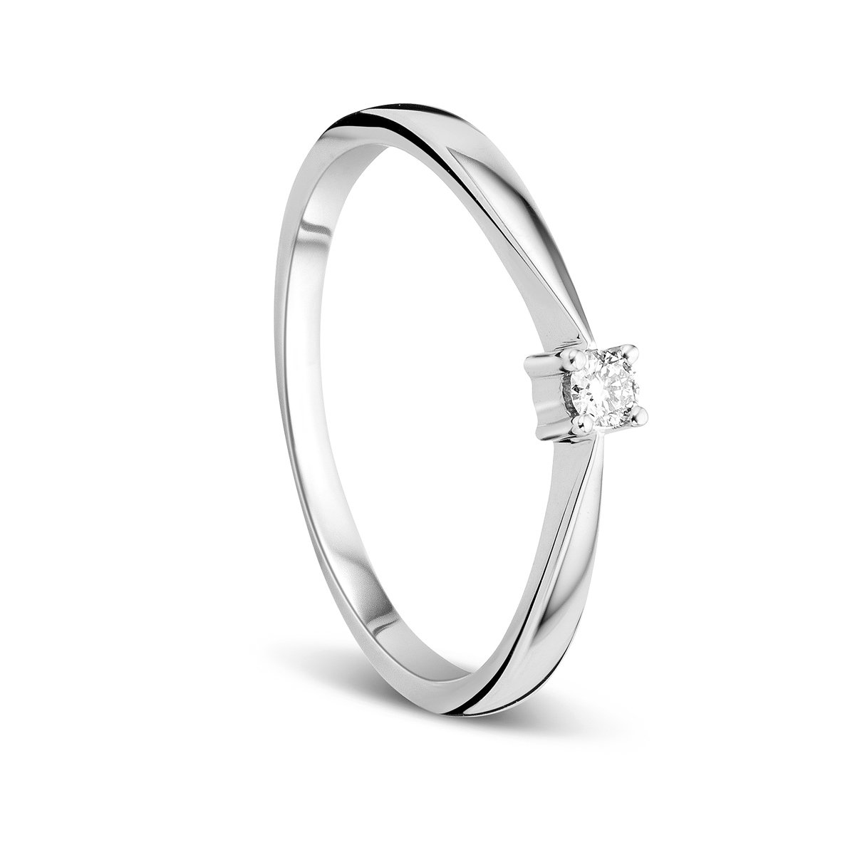 Orovi Anillo Señora Solitario en Oro Blanco con Diamante Talla Brillante 0.05 ct Oro 9 Kt / 375
