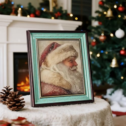 Image of 8x10 Vintage Picture Frames,Ornate Picture Frame for Wall Decor,1 Pack Blue Antique Picture Frame,Distressed Blue