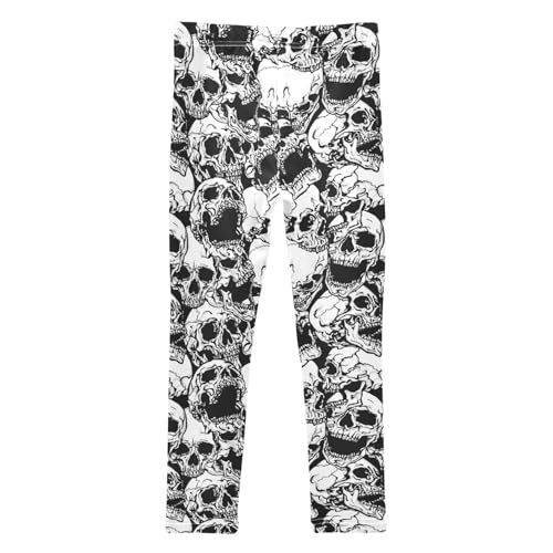 Girls Leggings Soft Toddler Ankle Length Bottoms Skulls Kids Dance Yoga Pants 4-10 Years2