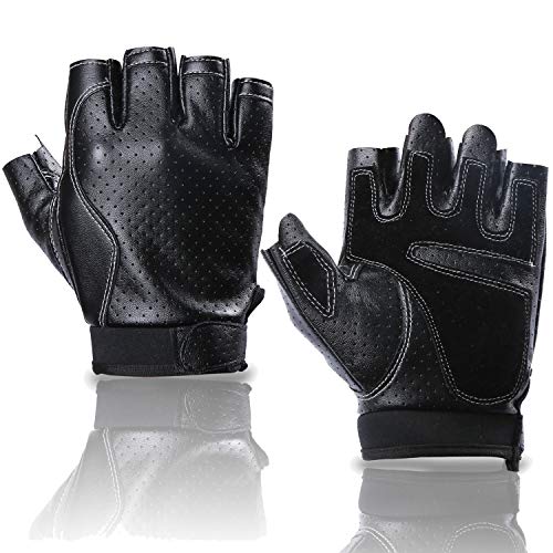 BOBURACN Driving Gloves,Fingerless Glove in Faux Leather,Cycling Gloves for Men Women