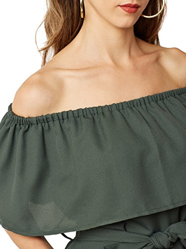Image of Miss Chase Women's Blue Off-Shoulder Ruffled Midi Jumpsuit