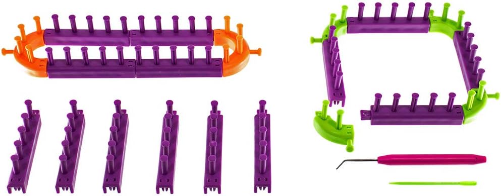 Create Your Own Loom Knit Kit – 20 Piece Customizable Loom – Includes Hook and Needle
