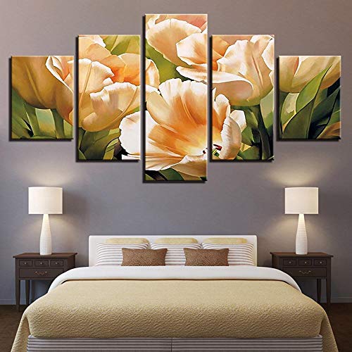 Maison vivant décoration avec toile murale feuille colorée