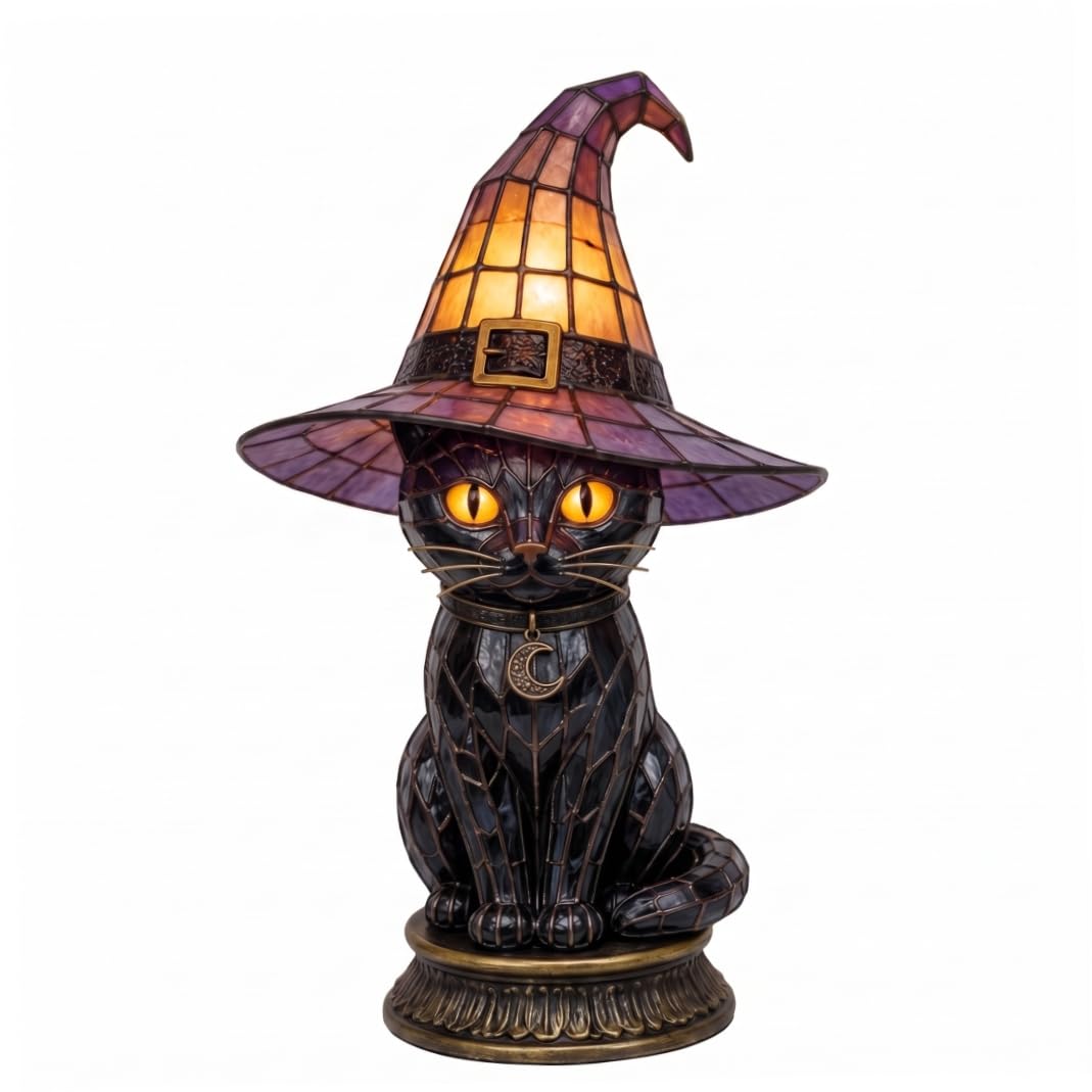 Bemonew Halloween Witch Lamp, Warm Glow Pumpkin Lamp