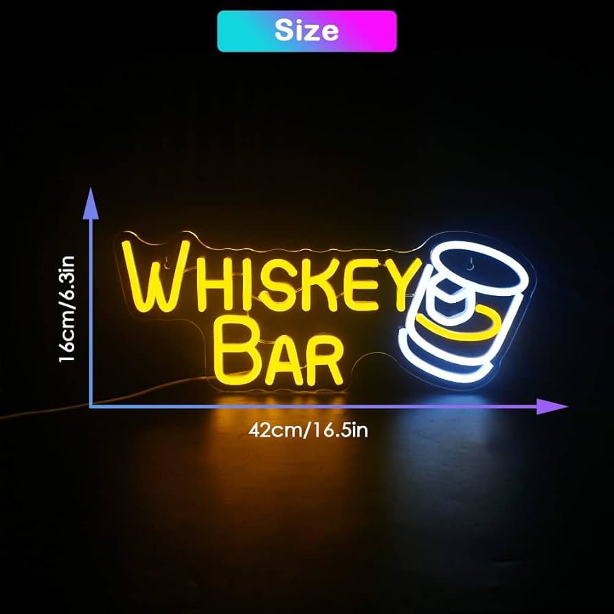 JURONGYILU Whiskey Bar Neon Sign Led Neon Lights For Wall