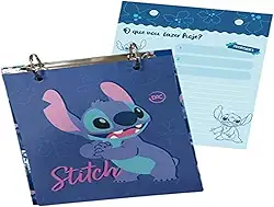 Mini Fichário Argolado com 80 Folhas Decoradas Stitch DAC, 3798