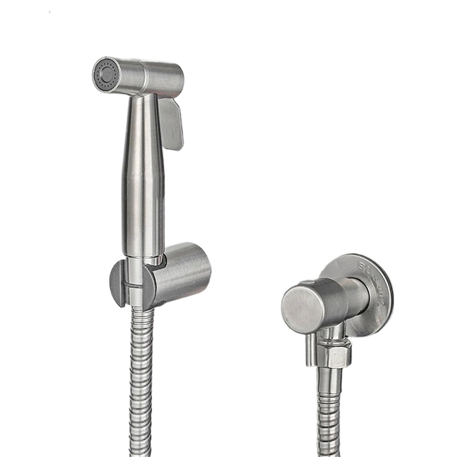 ZYCHSJXA Stainless Steel Portable Bidet Sprayer Brushed Toilet Faucet Bathroom Shattaf Valve Jet Set hygienic Shower(Brushed Valve)