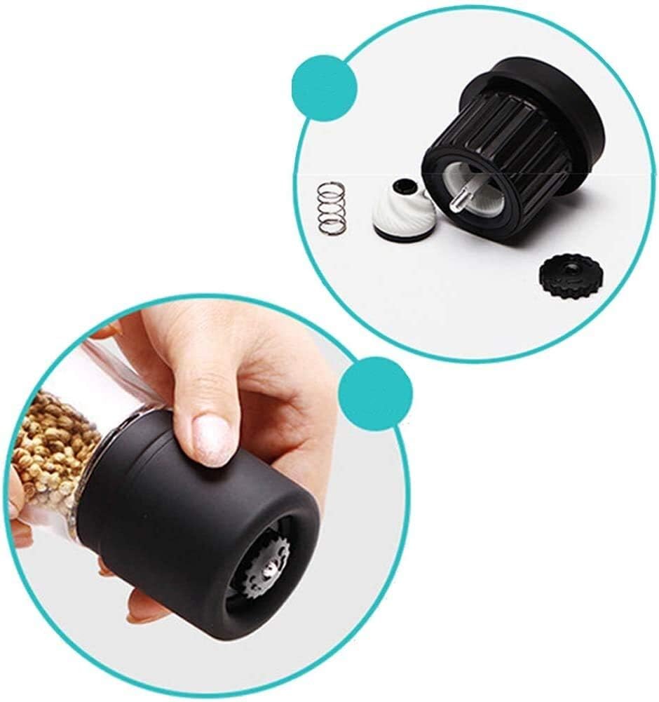 Salt and Pepper Grinder Set Pepper Grinder Refill Salt and Pepper Grinder, Manual Salt and Pepper Mill, Kitchen Ceramic Mill Hand Shaker, Adjustable Coarseness Glass Container Spice Grinders