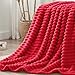 BEDELITE Blankets Queen Size for Bed, 300GSM Soft & Warm Fleece Blanket, Decorative and Giftable Striped Red Blankets for Women, Men, 90