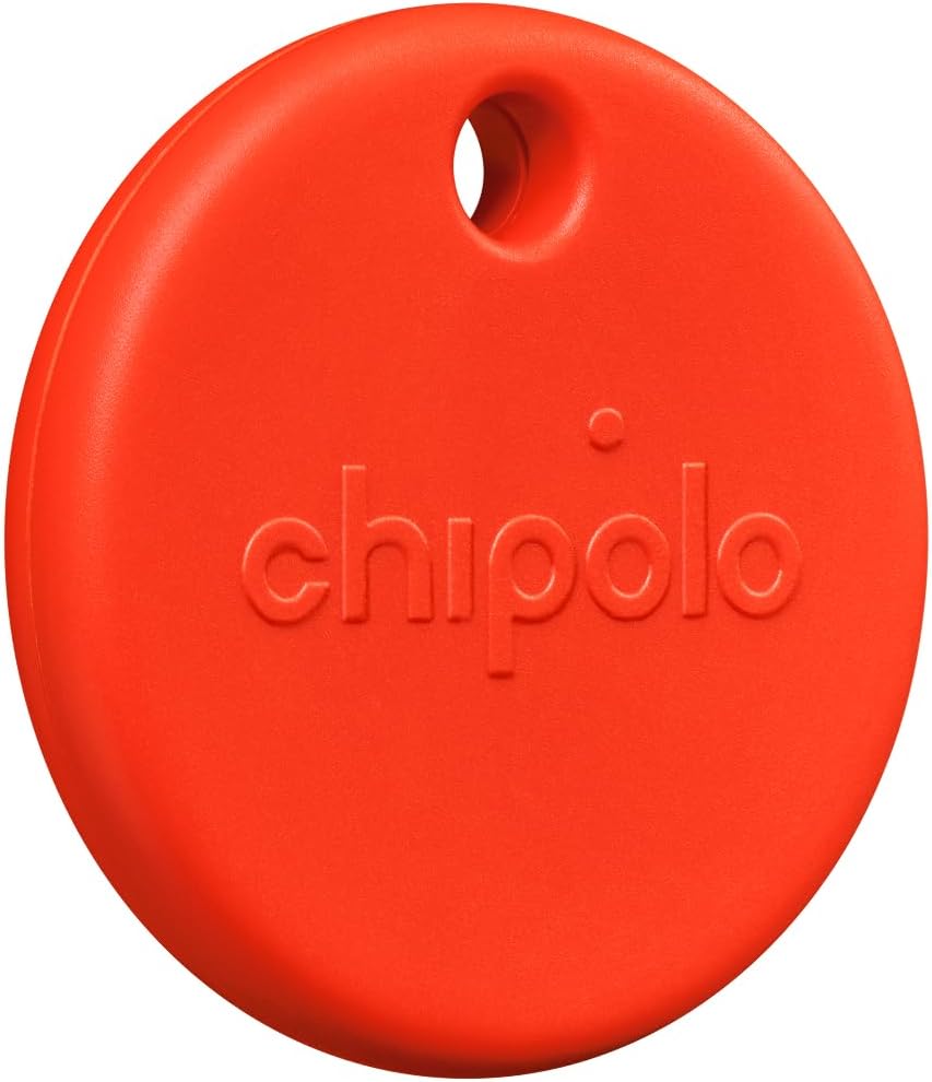 Chipolo POP Tracker Tag - Colorful, Compatible, Loud Bluetooth Tracker with Call Your Phone & Out of Range Alert, Works with Find Hub on Android or Apple Find My (Red)