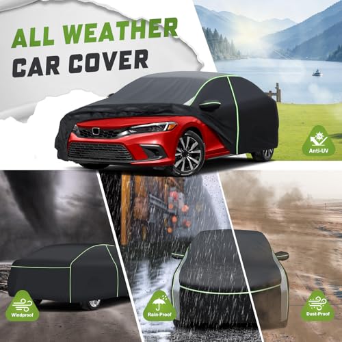 Image of Mixsuper Liner Car Cover for Honda Civic 1991-2026, 7 Layers Waterproof Car Cover Accessories for Civic with Zipper Door, Windproof Straps, Reflective Strips, Anti-UV, All Weather