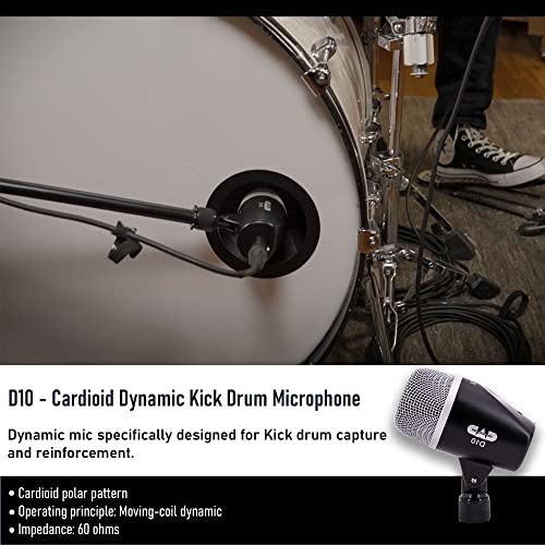Cad Audio Stage7 Premium 7-Piece Drum Instrument Mic Pack With Vinyl Carrying Case With 2 Mic Stands & 2 Kick Stands And 7 Xlr Microphone Cables Xlr-M To Xlr-F #TOP4