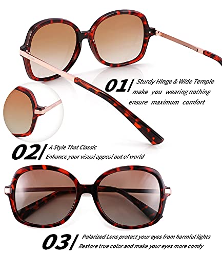 FEISEDY Classic Womens Elegant Polarized Sunglasses Ladies Wide Square Sunglasses Shades B26832