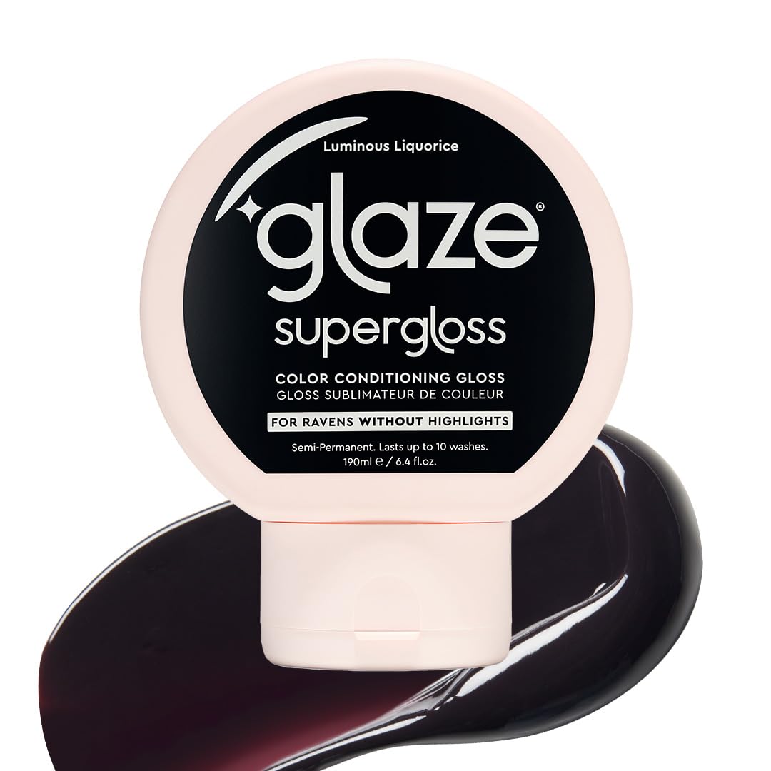 Glaze Conditioning Hair Gloss Tinted Moisturizer for Dark Brown/Black Hair - Boosts Color, Repairs Damage & Adds Mirror Shine - Luminous Licorice, 6.4 oz
