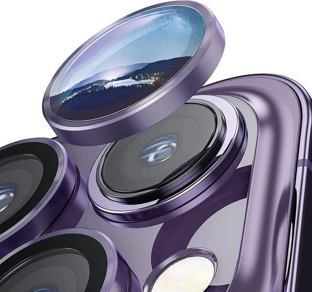 T2T Premium Camera Lens Protectors for iPhone 14 Pro & Pro Max - Safeguard Your Precious Camera with Precision Fit and Scratch-Resistant Coating (Set of 3pcs) (Purple)