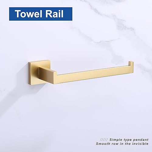 Miniatura 9 de TASTOS Toallero de mano de acero inoxidable de alta calidad, anillo cuadrado para toalla de mano resistente montado en la pared, moderno toallero de