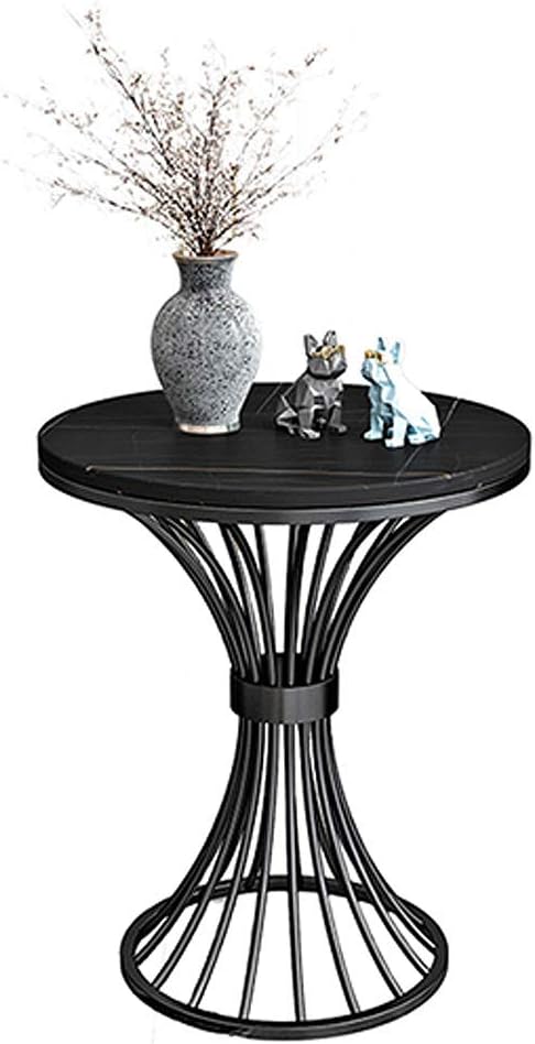 Side Table/End Table,Sintered Stone Mesa Metal Frame, Round Table Sofa Bed Table Snack Table -50x50cm