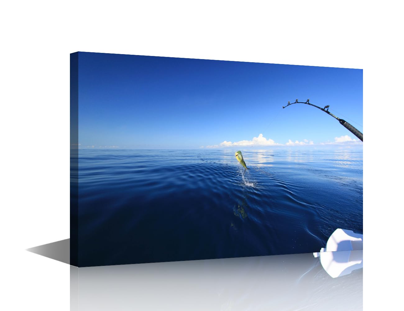Framed Wall Art for Living Room Abstract Fishing Tackle Large Paintings 1 Piece Canvas Fishing Rod Pictures Artwork Wall Art Home Decor Stretched Ready to Hang Posters and Prints 36x24 in