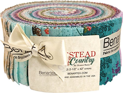 Eleanor Burns Homestead Country Pinwheel 40 2.5-inch Strips Jelly Roll Benartex, Assorted