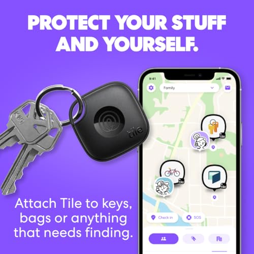 Image of Life360 Tile - Bluetooth Tracker, Keys Finder and Item Locator for Keys, Bags and More. Phone Finder. Both iOS and Android Compatible. 1-Pack (Midnight)