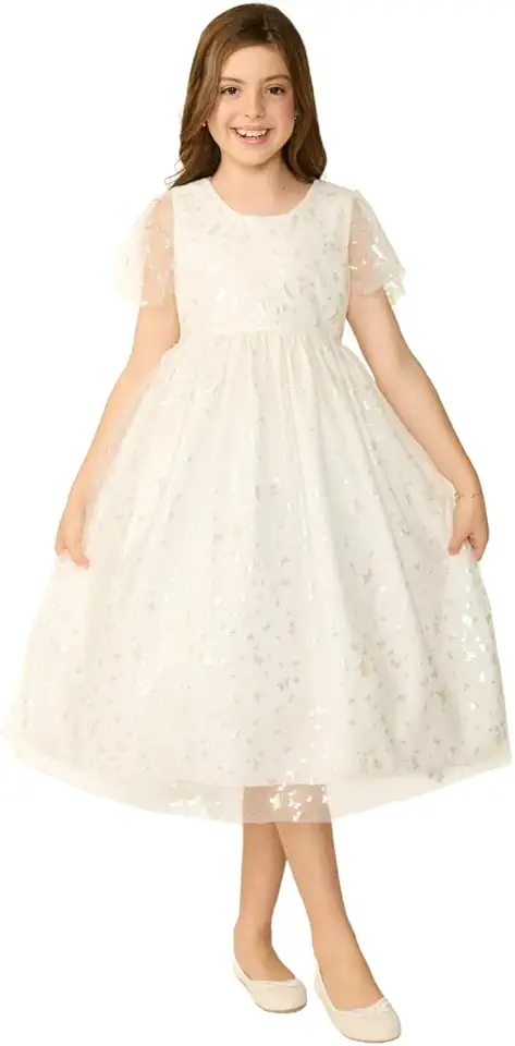 Vestido Infantil Creme Borboletinha Off White Estampa Borboletas Festa Aniversário Casamento Batizado Formatura