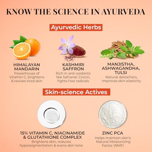 Image of Just Herbs Radiant Glow Face Serum | Vitamin C Face Serum for Women | 15% Vitamin C, Niacinamide & Glutathione Complex | Radiant Skin in 28 Days | Fights Signs of Ageing | Clinically Proven - 30ml