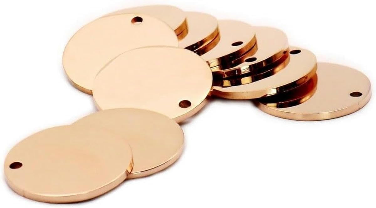 Lot de 20 médailles d'identification rondes en acier inoxydable pour chien et chat, en métal, gravées sur mesure, anti-perte, pendentifs, accessoires pour colliers d'animaux de compagnie, or rose, 30