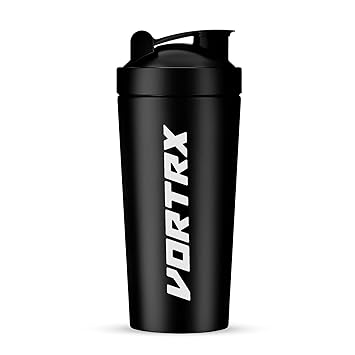 Vortrx Premium Stainless Steel Protein Shaker Bottle | 100% Leakproof BPA-Free Metal With Whisk Ball | Perfect for Protein, Pre-Workout, Bcaa, Creatine | Gym Shaker Bottle 750ml - Black - image, photos