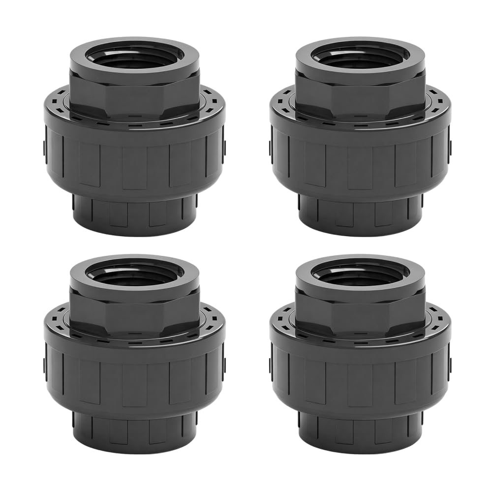 Union Coupling Pipe Fitting, 4Pcs UPVC Threaded Plumbing Pipe Adapter