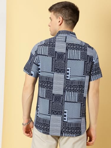 Image of Thomas Scott Men's | Printed | Half Sleeve | Regular Fit | Cotton Blend | Spread Collar | Casual Shirt