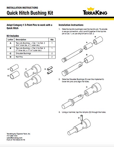 TerraKing - TK95029 - Quick Hitch Bushing Kit iMatch 7” Yellow Zinc Finish