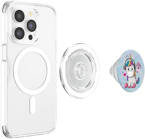 Miniatura 3 de Lindos auriculares de unicornio sentado con diseño de unicornio y remolino, PopSockets PopGrip agarre intercambiable para teléfonos y tabletas