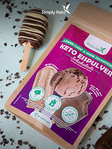 Simply Keto Lower-Carb* Schoko Eis Mix - Cremiges Eis ohne Zuckerzusatz mit nur 2,6 g Netto-Kohlenhydrate - ohne Maltit - Glutenfrei, sojafrei & ketogen - für 10 Portionen (100 g) – Bild 6