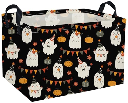 DDBASKET Rectangle Kids Baskets Halloween Basket Cute Storage Bin for Room Decor Gift Basket(Cute Halloween)
