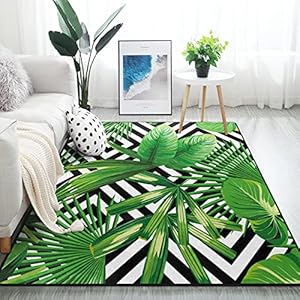 Alaza Sommer Exotic Jungle Tropische Palme Blätter, ein Wohnzimmer Teppich Teppiche Vorleger für Schlafzimmer fein 7’x5′ mehrfarbig