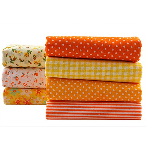 Cotton Fabric No Repeat Design Red Series Patchwork Fabric Fat Quater Bundle Sewing for Fabric 7pieces/lot 50x50cm (Yellow)