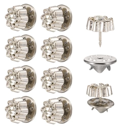 QUARKZMAN 10 Juegos Botones Broche Cristal, 11.5 mm Botones Sin Costura Con Alfilersmontable Broche Anti-Exposición Cubre Botones Para Ropa, Abrigo, Cárdigan, Manualidades (Transparente)