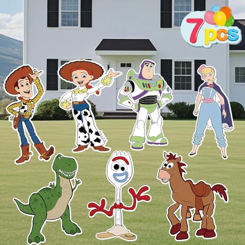 Toy Inspired Story Themed Happy Birthday Yard Signs, 7PCS Birthday