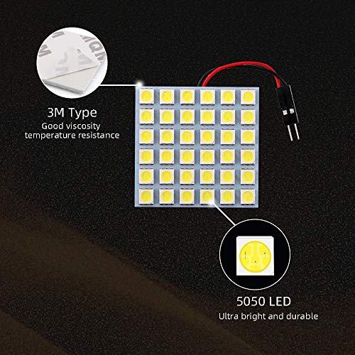 Grandviewtm White 10-Pack 5050 36Smd Led Panel Dome Light Auto Car Reading Interior Lamp License Plate Light(Dc-12V) + T10 Ba9S Festoon Adapter #TOP4
