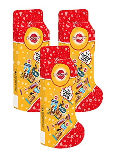 PEDIGREE Christmas Stocking Gift Adult Dog Treats Mixed 367g (3 X Stockings)