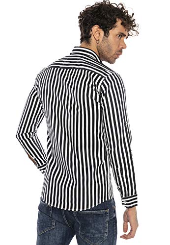 Redbridge Camicia a Righe da Uomo in Cotone a