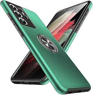 Anqrp Hidden Ring Serie Galaxy S21 Ultra 5G Case, [Embedded Kickstand][Military Shockproof] Rotate Magnetic Ring Stand Heavy Duty Multi-Layer Protective Cover for Samsung Galaxy S21 Ultra, Navy Blue
