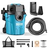 Seesii Garage Vacuum Wall Mounted Shop Vac, 6.6 Gallon 5.5 Peak HP Shop Vacuum Wet and Dry with 30Ft Flexible Hose, Attachments, Storage Bag, Cartridge Filter Ideal for Garage, Car, Workshop, Home