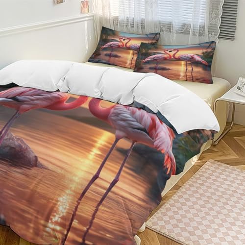 Housse de couette flamant rose microfibre king de qualité supérieure - 3